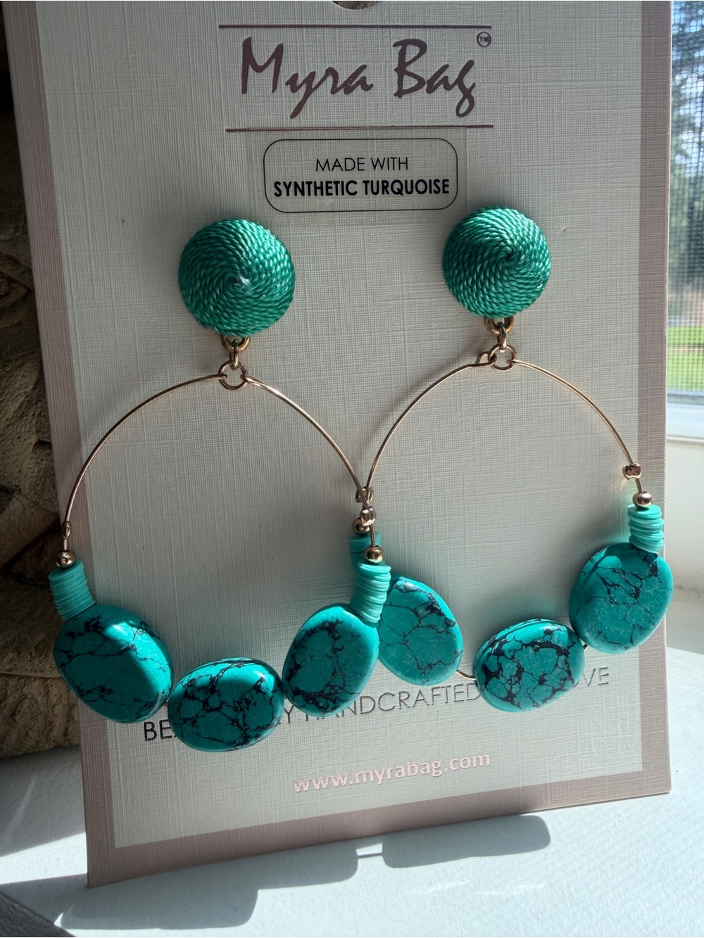 Myra Bag Turquoise Azure Shell Statement 
Hoop Earrings